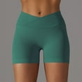 thumbnail image 2 of YDKZYMD Workout Shorts for Women Crossover V Cross Ribbed Scrunch Butt Lifting Leggings Seamless Booty Stretchy Yoga Sport Shorts Compression High Waist Running Biker Short Green L, 2 of 6