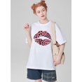 thumbnail image 1 of Lips Printed Round Neck T-shirt, Spring And Summer Casual Short Sleeve Tops For Women, 1 of 8