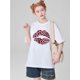 thumbnail image 1 of Camiseta de cuello redondo con estampado de labios, top informal de manga corta para mujer, ideal para primavera y verano, ideal para deportes de ocio., 1 of 9