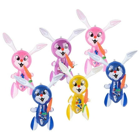 Rabbit with Carrot Inflatable - Pack of 6 17 Easter Bunny Inflates - Indoor or Outdoor Decors and Party Supplies for Easter Sunday, Egg Hunting Activities, Birthday, Spring Time