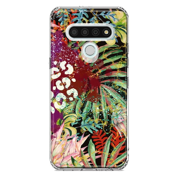 MUNDAZE LG Stylo 6 Shockproof Clear Hybrid Protective Phone Case Leopard Tropical Vacation Beach Flowers Cover