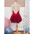 thumbnail image 4 of Haitryli Kids Girls Rhinestone Color Block Figure Ice Skating Dress Sleeveless Ballet Dancewear Burgundy 8, 4 of 7