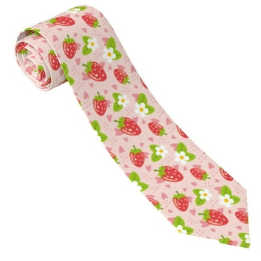 Xecao Strawberry Floral Print Tie For Men Necktie Woven Jacquard Neck Ties,Classic Men's Tie