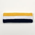 thumbnail image 4 of Couver Triple Color White Striped Sports Head Sweatband Navy White Yellow 3 Pack, 4 of 7
