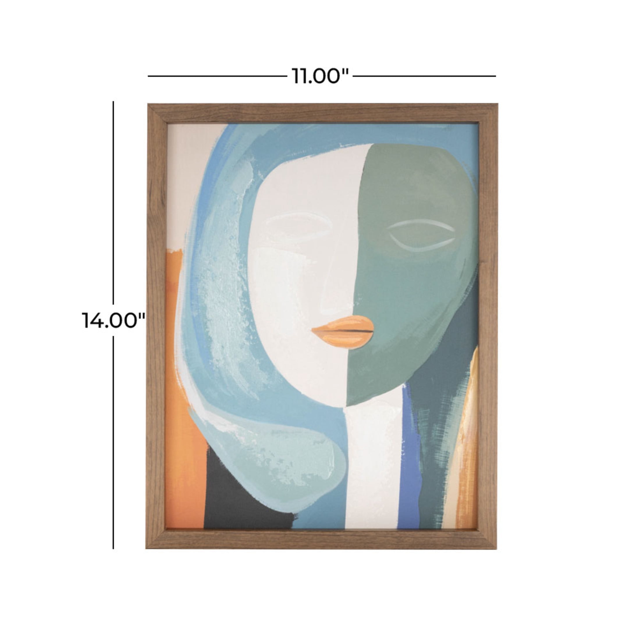 14" x 11" Impressionist Woman Framed Wall Art with Brushed Paint Strokes and Brown Frame, by DecMode