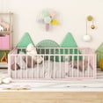 thumbnail image 3 of Gewnee Full Size Toddler Bed, Metal Floor Bed Frame with Fence and Door,Pink, 3 of 9