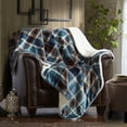 thumbnail image 2 of Merrylife Teen Adult Plaid Fleece Fabric Plush Washable Throws, White, 2 of 6