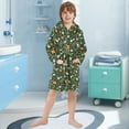 thumbnail image 5 of FORMRS Niños Bathrobe Unisex Hooded Robe Soft Plush Pajamas Sleepwear, Size 10-12T, Orange Flowers, 5 of 7