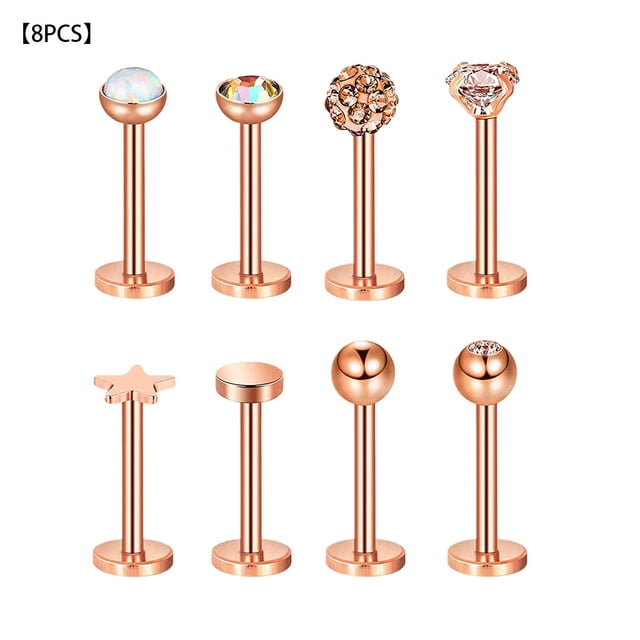 Qarigey 8 Uds nariz labio Stud Unisex labio oreja mujeres hombres nariz joyería surtido Kit Ropa, zapatos y accesorios Miscelánea