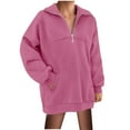 thumbnail image 3 of Oversized Half Zip Sweatshirts for Women Plus Size Lapel Long Sleeve Zipper Pullover Winter Fleece Solid Loose Fit Lounge Outwear Tunic Tops, 3 of 5
