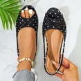 thumbnail image 3 of Gpaecead Women's Polka Dot Bow Flat Slingback Shoes Open Toe Slip On Soft Sole Comfort Casual Vintage Shoes, B-Black, 3 of 8