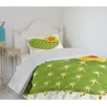 thumbnail image 4 of Ambesonne Cactus Quilted Bedspread Set 2 Pcs, Thorny Opuntia Heart, Twin Size, Green Yellow Orange, 4 of 6