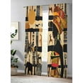 thumbnail image 4 of Sheer Curtains 96 inches Long, African Woman Giraffe Elephant Beige Silhouette Ethnic Style Light Filtering Sheer Window Curtains Rod Pocket Voile Drapes for Bedroom Living Room, 52"W x 96"L 2 Panels, 4 of 7