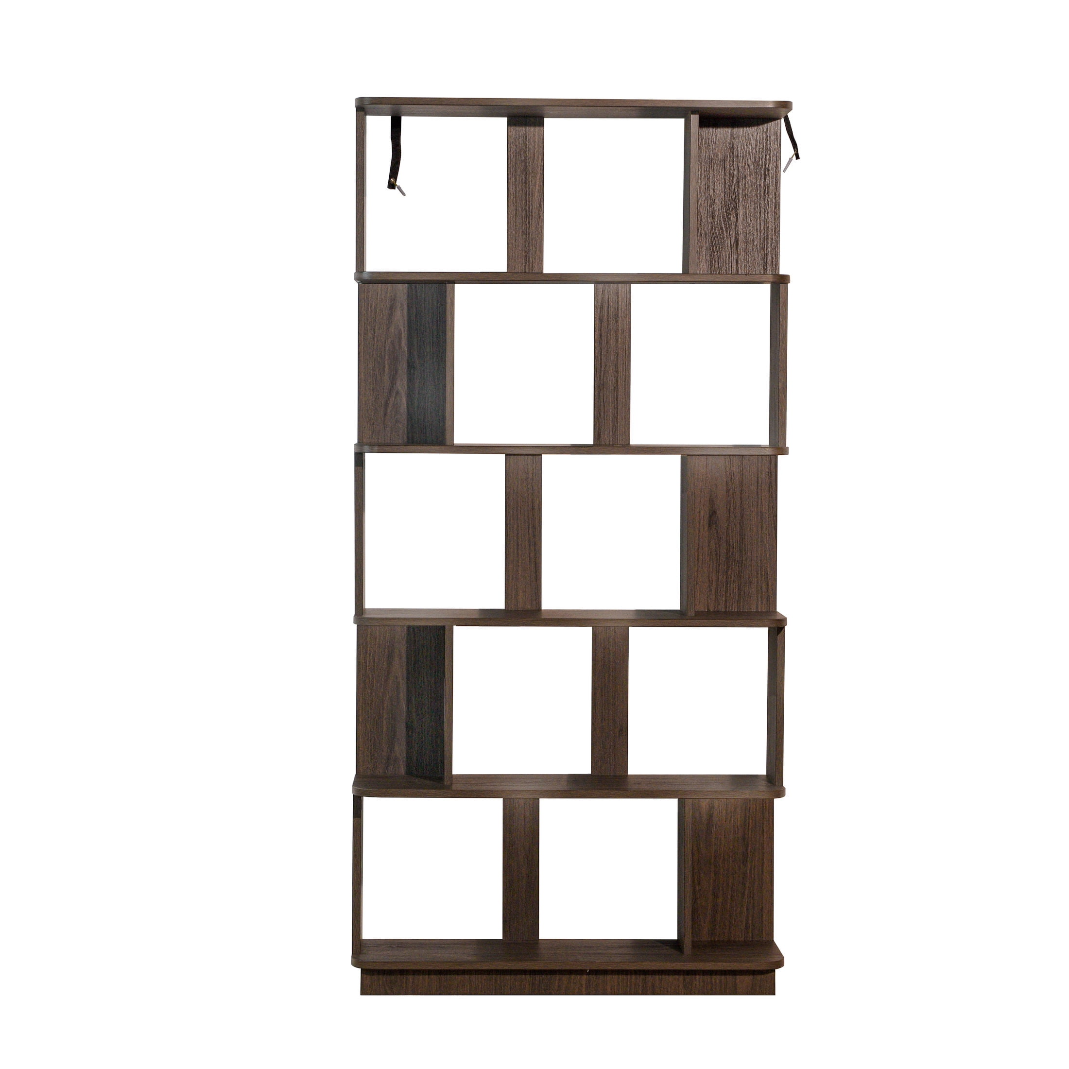 GDF Studio Derwin Modern 5-Tier Open Storage Bookcase, Wooden Media Bookshelf Organizer for Home Office, Dark Brown