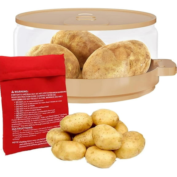 4 PCS Baked Potato Microwave Cooker - Perfect Microwave Potato Bag - Tender & Fluffy Spuds Potato Microwave Bag for Perfectly Cooked Potatoes - Dishwasher-Safe (8 Inch)