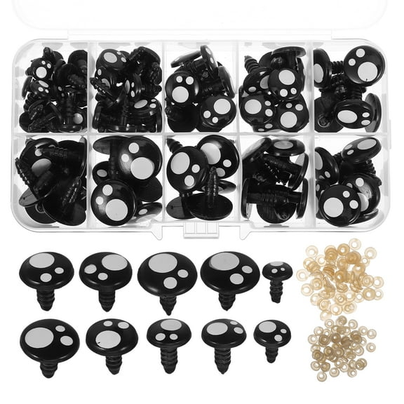 100Pcs Black Safety Eyes with Washers for Stuffed Animals Craft Crochet Toys Plastic Eyes for Amigurumi Bear Puppet Making