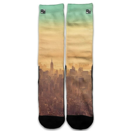 Custom Elite Style Athletic Sport Socks Crew 18 Inch / New York City