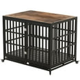 thumbnail image 6 of Heavy Duty Dog Crate, 42 Inch Dog Crate Furniture for Medium Large Dogs, Wooden Thickened Dog Cage Kennel Decorative Pet House Indoor with Removable Trays  and Lockable Wheels, 6 of 8