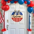 thumbnail image 5 of Independence Day Welcome Doorplate Round Hanging Sign Regular Style A, Featuring Patriotic Star Patterns Striped Elements And Decorative Bow Accent, Ideal For Front Door Porch, 5 of 6