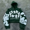 thumbnail image 4 of Retro Gothic Trend Letter Pattern Printed Oversized Hoodie Men's Fashion Loose Versatile Pocket Pullover Sweatshirt Women, 4 of 5
