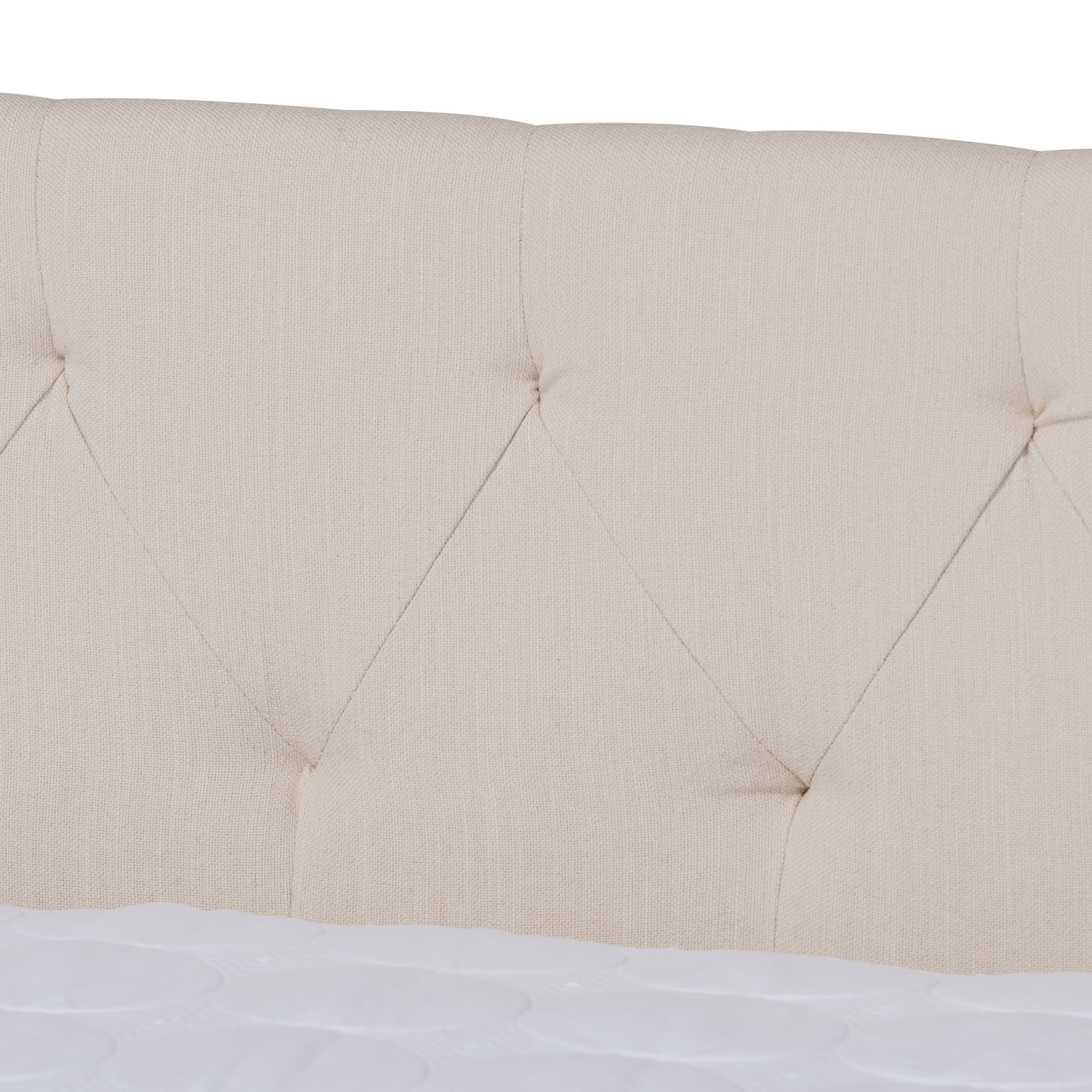 Baxton Studio Haylie Beige Upholstered Queen Size Daybed with Roll-Out Trundle Bed
