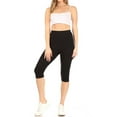 thumbnail image 4 of Women's High Waist Casual Solid Slim Running Yoga Capri Leggings Pants S-3XL (Pack of 2), 4 of 5