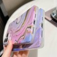 thumbnail image 4 of HSHDLDF Luxury Glitter Marble Pattern iPhone 12 Pro Max Square Edge Case,Chic Slim Golden Plating TPU Silicone Rubber Gel Sturdy Protective Bumper Cases Cover(Purple), 4 of 6
