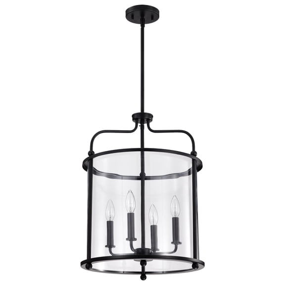 Nuvo Lighting Yorktown 4 Light Pendant Matte Black Finish Clear Glass - Matte Black