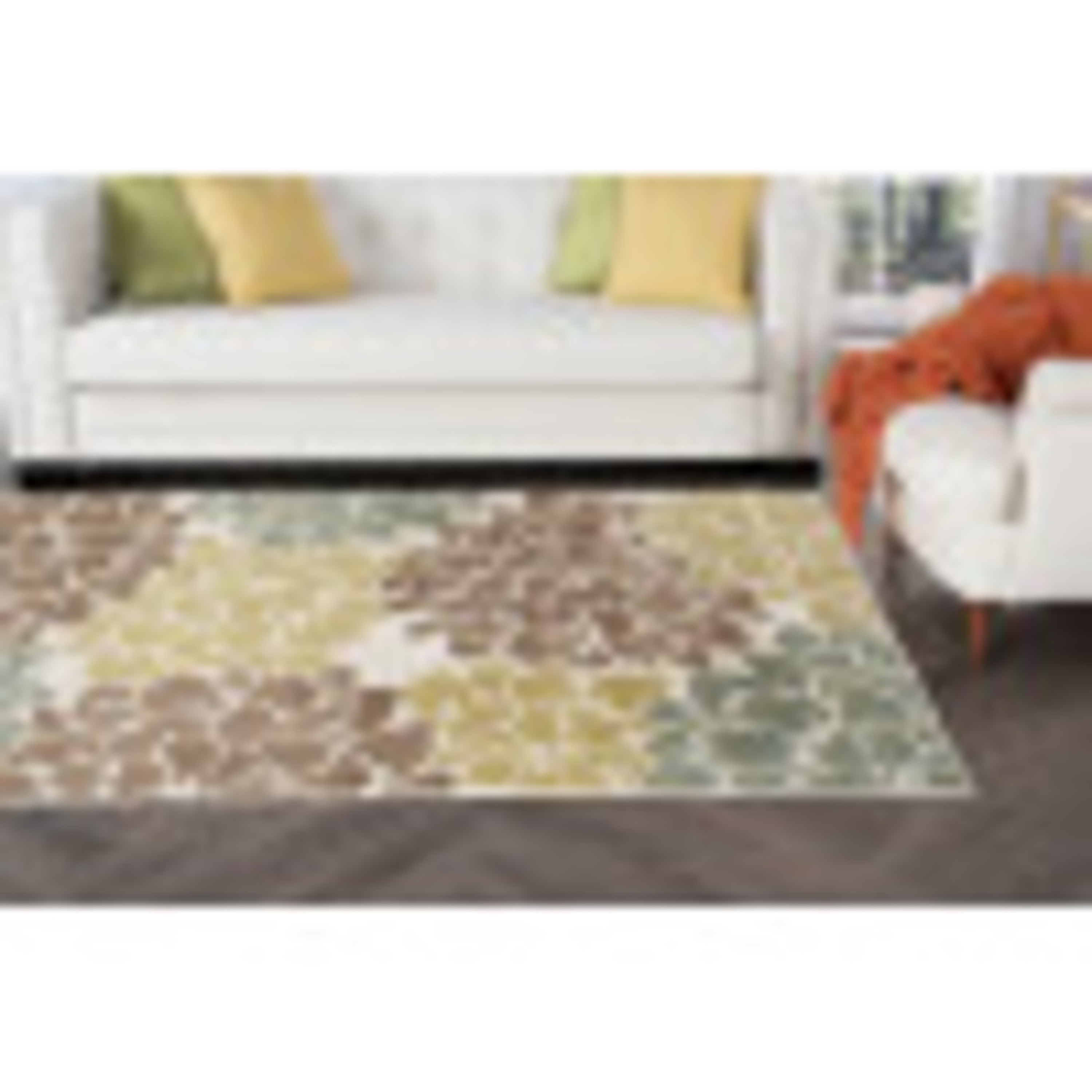 Transitional Area Rug (3-Piece Rug Set: (5' x 7', 20'' x 60'', 20'' x 32'')) Floral Ivory, Seafoam Indoor Set Easy to Clean