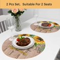 thumbnail image 5 of Yellow Sunflowers Round 13 Inch Placemats Set of 2, Farmhouse Floral Rustic Leaves Brown Wood HeatResistant Non Slip Place Mats for Dining Table, Wipeable Braided Kitchen Table Mats for Housewarming, 5 of 9
