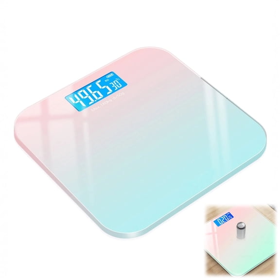 USB Rechargeable Digital Body Weight Scale, Gradient Pink Tempered Glass Bathroom Scale, High Precision Electronic Weight Monitor for Home Fitness & Body Weight Tracking
