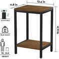 thumbnail image 3 of Wood End Tables Small Side Table with Storage Night Stand Metal Frames 2 Tier Bedside Table with Adjustable Feet, 1PCS, Walnut, 3 of 12