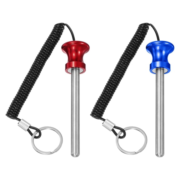 Weight Stack Pin, Weight Gym Pin with Pull Rope, 0.4 x 3.9 Inch for Commercial Home Gym (2 Pack, Blue/Red)