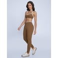 thumbnail image 2 of IBTOM CASTLE Two Piece Workout Sets for Women Color Block Strappy Sports Bra High Waist Leggings Yoga Pilates Outfits Brown, 2 of 7