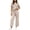 Khaki, variant on Womens 2 Piece Outfits Sweatsuit Short Sleeve Tops and Drawstring Waist Cropped Wide Leg Pants Lounge Workout Sets