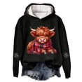 thumbnail image 4 of NinXxx Women's Cow Print Pullover Festive Western Graphic Sweatshirt Black XL, 4 of 4