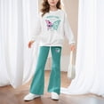 thumbnail image 2 of Girl Baby Clothes Toddler Fall Winter Outfits Sweatshirt Pants 2 Piece Set Pullover Tops Flared Pants Suit Homewear 5-14 Years Children,9-10 Years,Light Green, 2 of 4