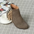 thumbnail image 2 of Juebong Women's Chunky Heels Ankle Booties Casual Pliad Fringed Patchwork Cowboy Boot Western Boots, Gray, 7.5, 2 of 3