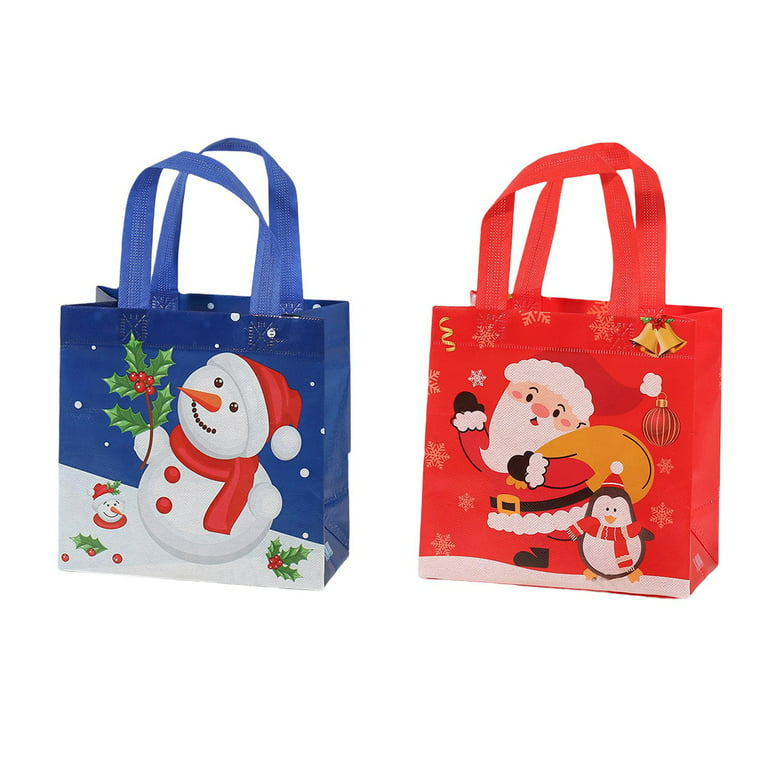 StoBag 10pcs Marry Christmas Ziplock Bags Candy Snack Packaging Tote Handle  Cute Small Kids Cartoon Plastic Sealed Food Storage