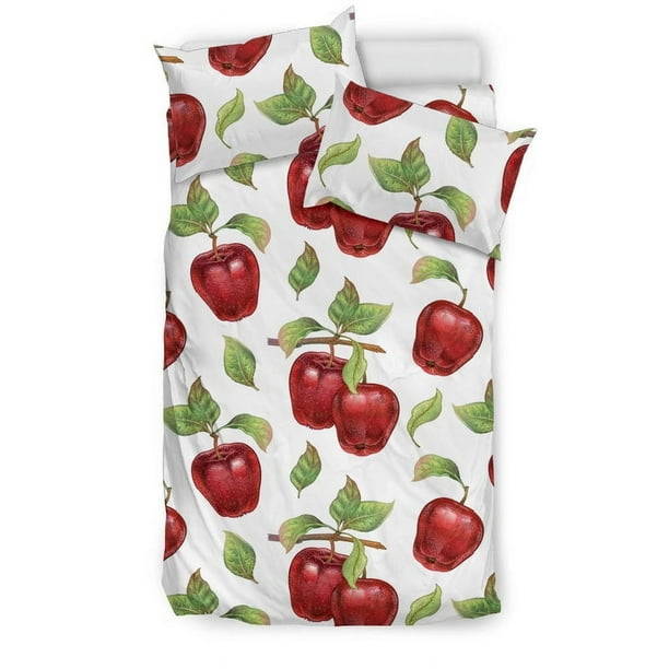 Juego de cama con estampado de manzanas rojas