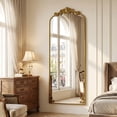 thumbnail image 3 of BEAUTYPEAK 66"x21" Arched Full Length Mirror Metal Vintage Mirror Baroque Style,Gold, 3 of 9