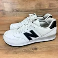 thumbnail image 2 of New Balance Mens 11.5 574 Classic V1 White Leather Sneakers Black Accent Shoes, 2 of 6