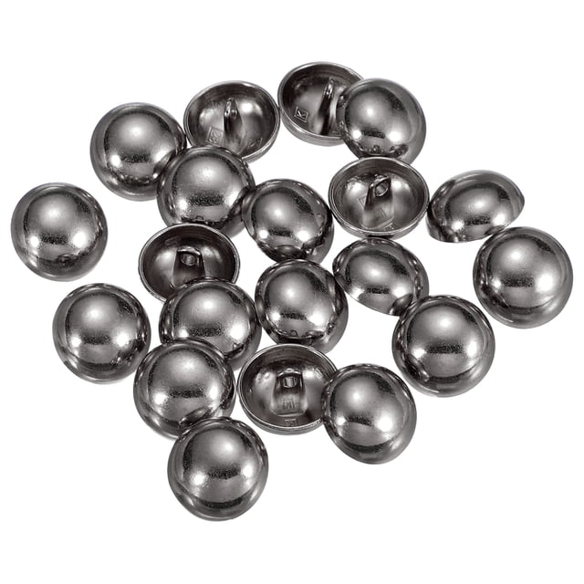 Uxcell 20 piezas de botones de metal semiesféricos, 18 mm / 0.71" botones de tapa de perla de hongo redondeado con shank para decoración de prendas de abrigo, traje, chaqueta, negro