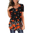 thumbnail image 1 of SMihono Hauts pour Femmes Été Chic Décontracté T-shirt Manches Courtes Col Rond T-shirt Imprimé Floral T-shirt Blouse Cadeau pour Femmes T-shirt Oversize pour Femmes 2023, 1 of 7