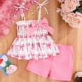 thumbnail image 2 of mgoYE Baby Girl Clothes Baby Girl Summer Clothes Short Sleeve Top Shorts Clothing(Pink,2-3 Years), 2 of 8