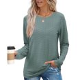 thumbnail image 2 of hotojiny Womens Long Sleeve T Shirt Casual Hollow out Crewneck Tops Lightweight Soft Spring Summer Trendy Blouse, 2 of 5