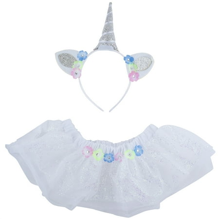 Lux Accessories Halloween Flower Unicorn Baby Girl Infant Size Costume Set 2PC