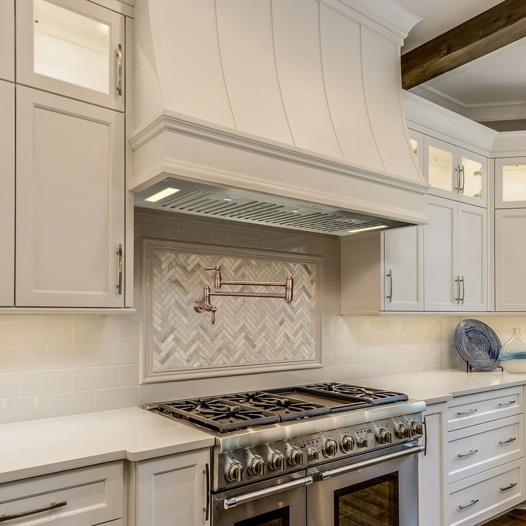 Insert built in range clearance hood