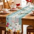 thumbnail image 5 of Easter Table Runner - 48 Inch Long Spring Watercolor Bunny Eggs Tulip Wooden Grain Cotton and Linen Blended Dress Scarves Farmhouse Table Runner for Kitchen Dining, Coffee Table, 13" x 48", 5 of 8