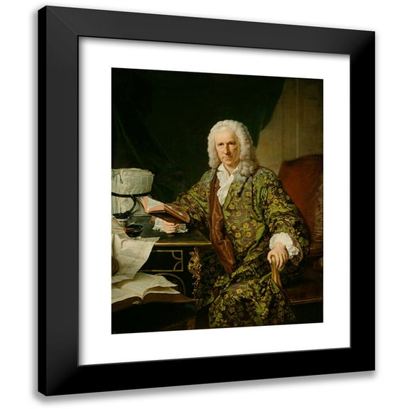 Jacques-André-Joseph Aved 12x14 Black Modern Framed Museum Art Print Titled - Portrait of Marc De Villiers, Secretary of the King
